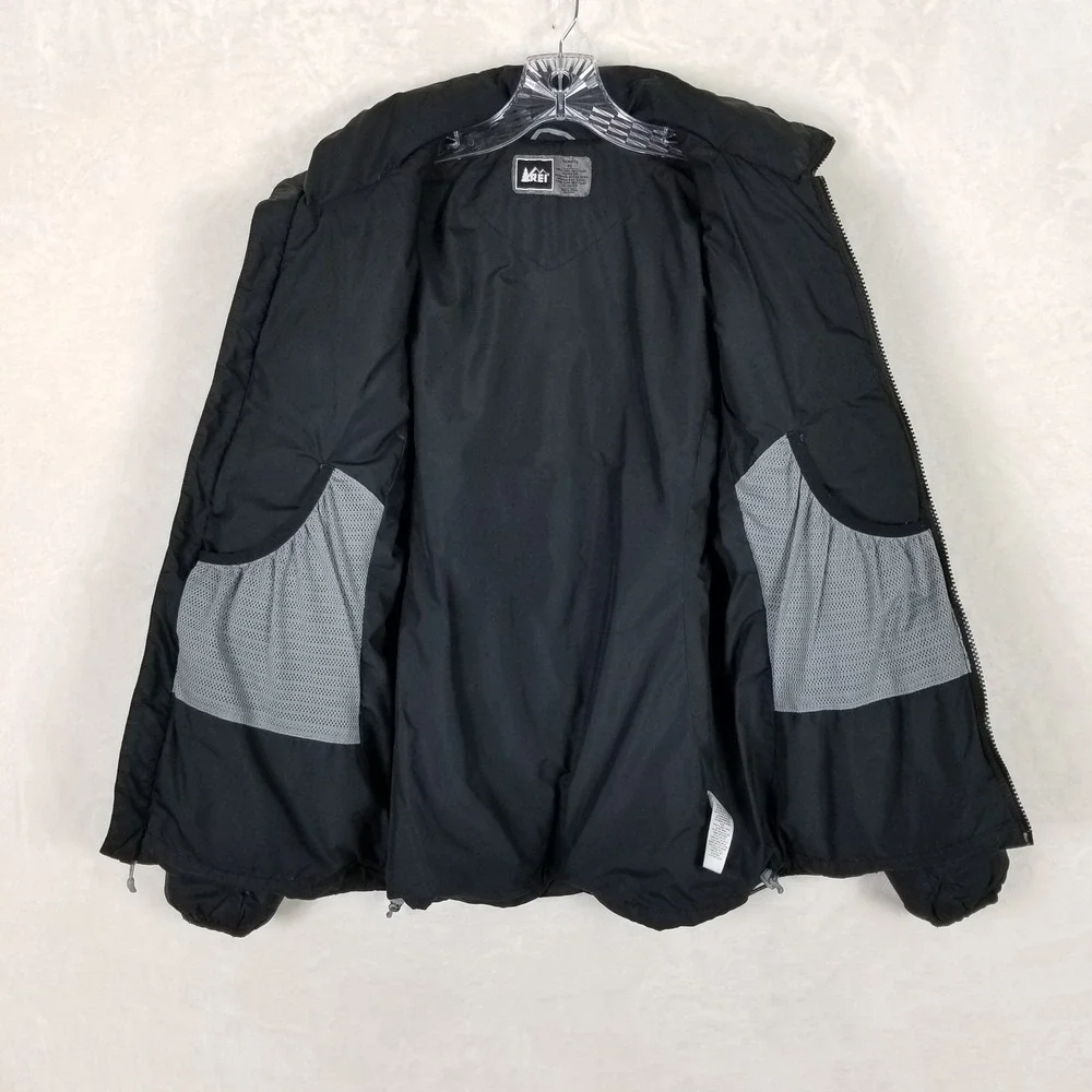 REI Puffer Jacket Women XS Black Goose Down Quilted Full Zip Lightweight Outdoor